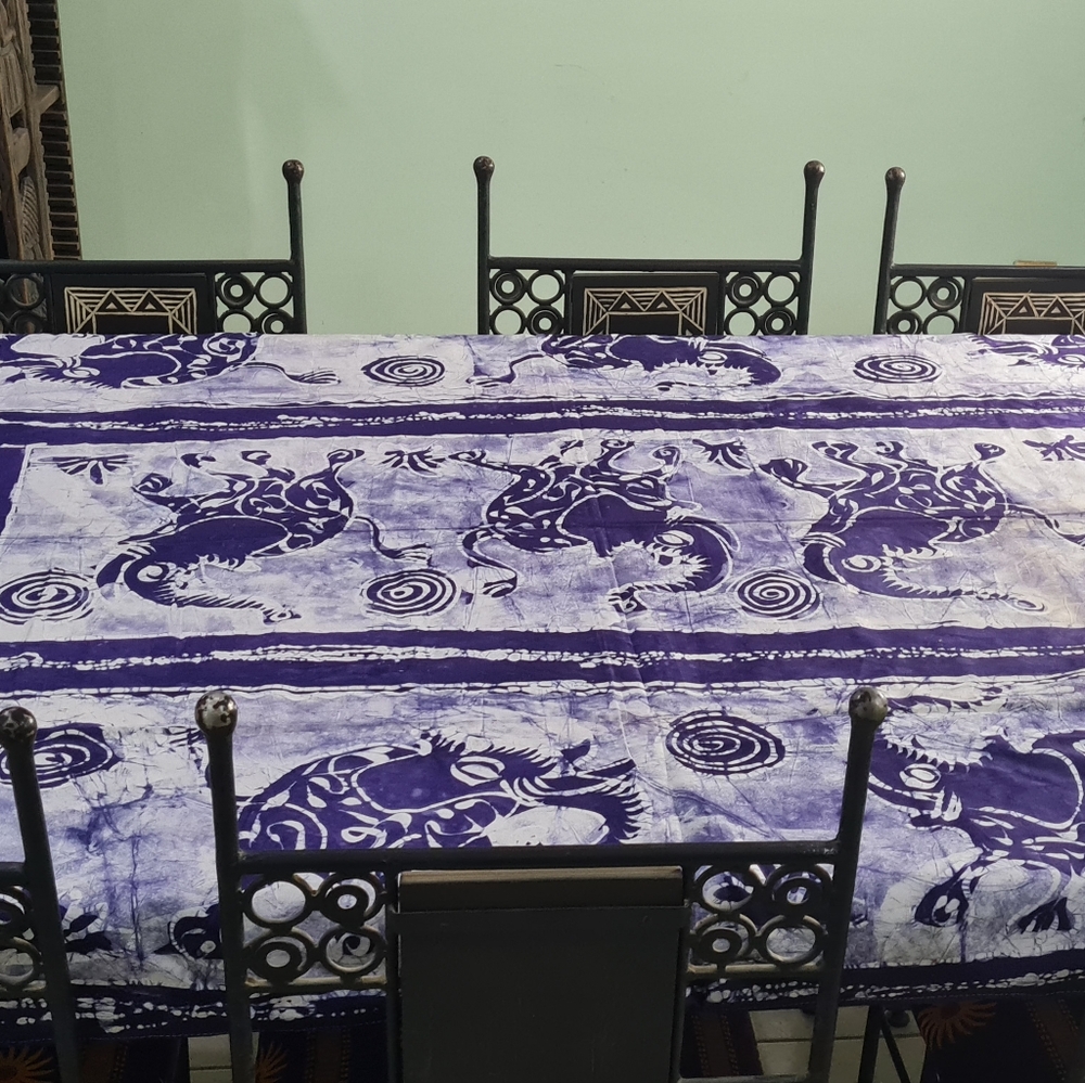 African Batik Print Hand Printed Tablecloth, Authentic Handmade in Nigeria.